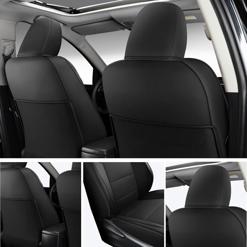 TAPHA Leather Seat Cover Set for Toyota RAV4 2020-2023 - Breathable & Water-Resistant (Black) - Image 2