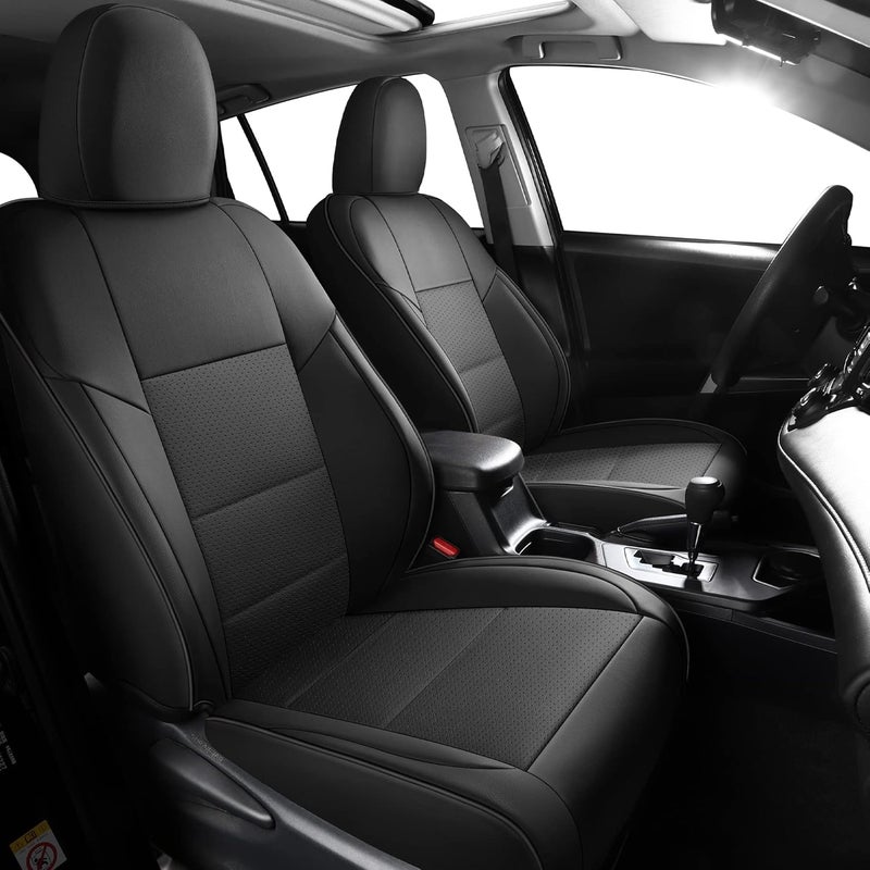 TAPHA Leather Seat Cover Set for Toyota RAV4 2020-2023 - Breathable & Water-Resistant (Black) - Image 1