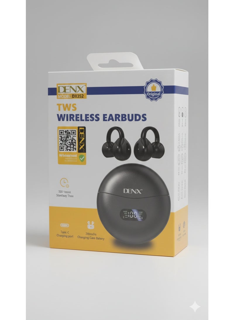 Denx DX-352 Bluetooth 5.4 Open Ear Wireless Earbuds with 120H Battery Life, LED Display Charging Case, IPX7 Waterproof Lightweight Design for Sports, Running, Work & Daily Use - Image 1
