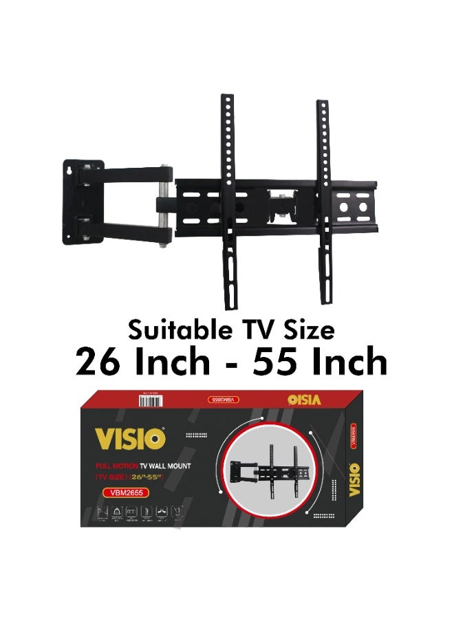 فيسيو حامل حائط متحرك للشاشات من فيسيو VBM2655 | مناسب لشاشات 26–55 بوصة | إمالة ±15° | دوران ±80° | ذراع ممتد 90–410 مم | VESA 400x400 مم | يتحمل حتى 35 كجم - Image 4