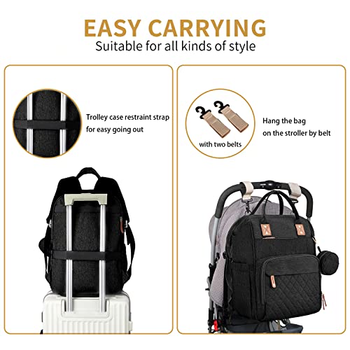GurZinn Diaper Bag Backpack with Changing Station Portable 3 in 1 Multifunction Backpack Travel mommy bag Stroller Black - Image 5