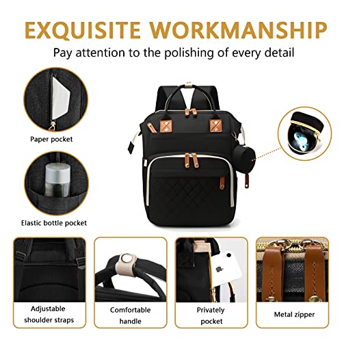 GurZinn Diaper Bag Backpack with Changing Station Portable 3 in 1 Multifunction Backpack Travel mommy bag Stroller Black - Image 4