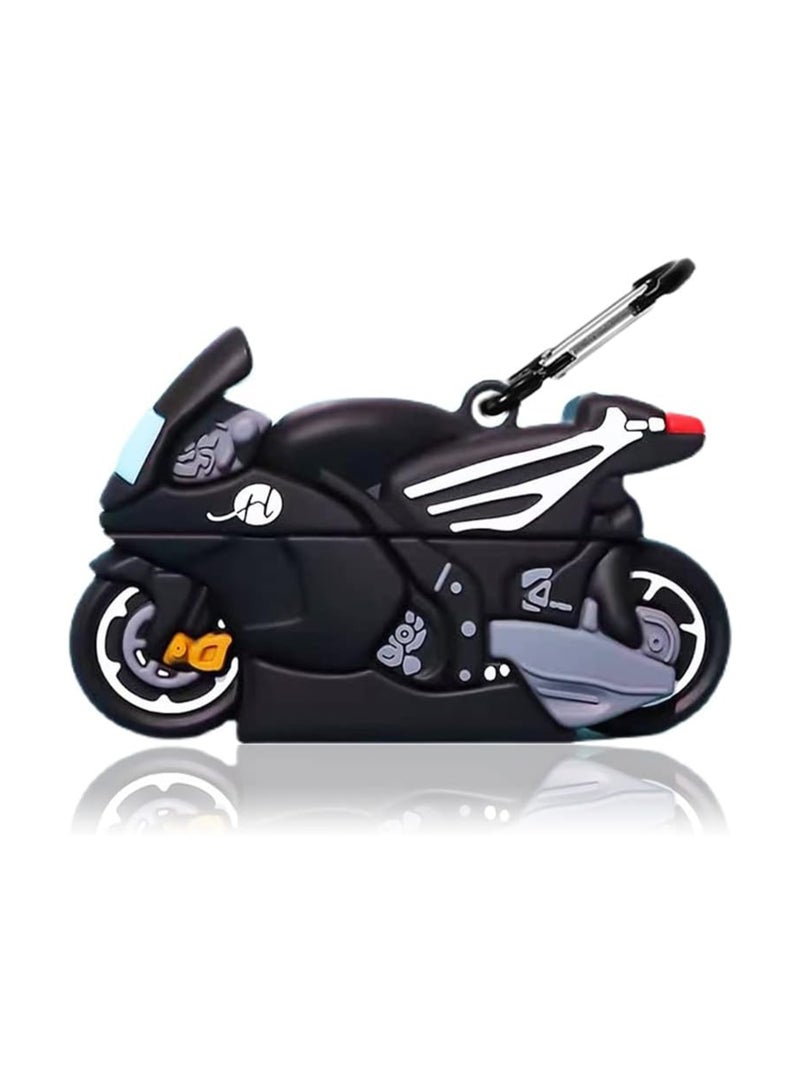 Excefore Silicone Airpods Pro 1st/2nd Case Cover with Carabiner Keychain,  Funny 3D Anime Airpod Pro 1st/2nd Case, Shockproof Protective Skin Case Cover Support Wireless Charging (Motorcycle） - Image 1