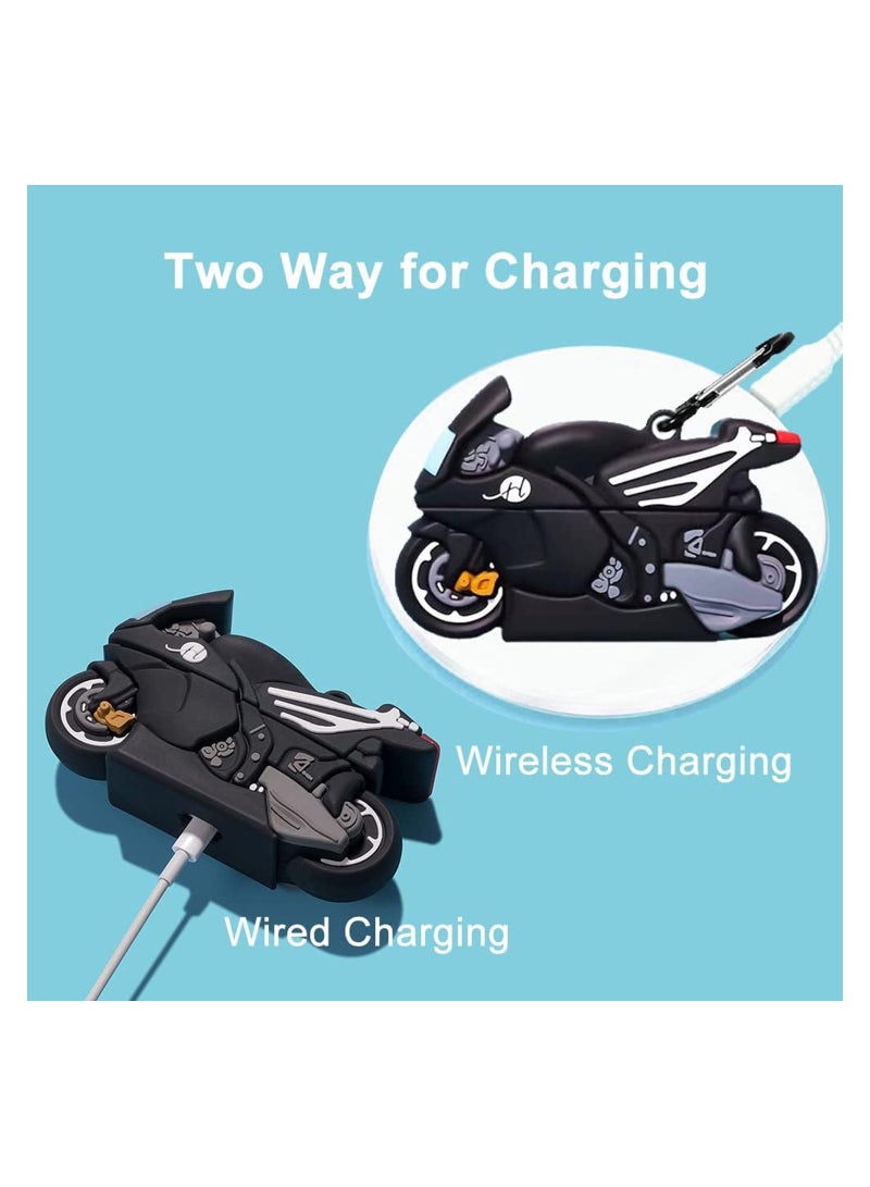 Excefore Silicone Airpods Pro 1st/2nd Case Cover with Carabiner Keychain,  Funny 3D Anime Airpod Pro 1st/2nd Case, Shockproof Protective Skin Case Cover Support Wireless Charging (Motorcycle） - Image 5