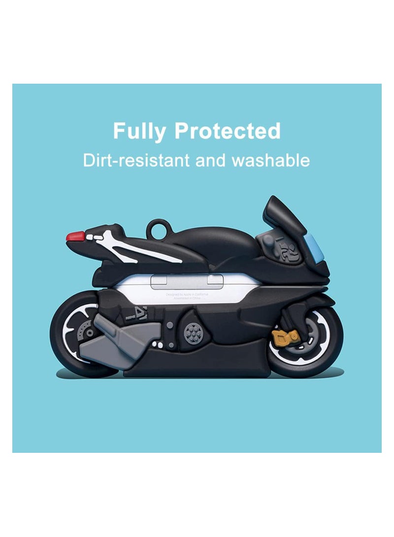 Excefore Silicone Airpods Pro 1st/2nd Case Cover with Carabiner Keychain,  Funny 3D Anime Airpod Pro 1st/2nd Case, Shockproof Protective Skin Case Cover Support Wireless Charging (Motorcycle） - Image 4