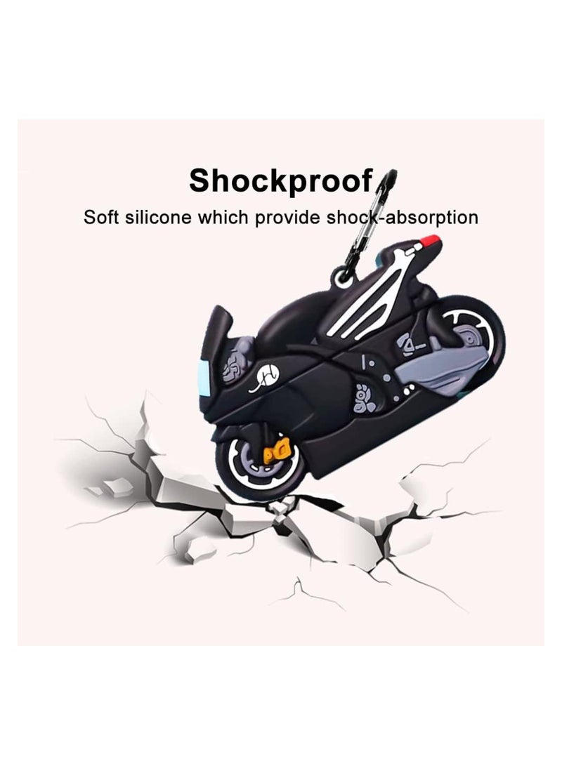 Excefore Silicone Airpods Pro 1st/2nd Case Cover with Carabiner Keychain,  Funny 3D Anime Airpod Pro 1st/2nd Case, Shockproof Protective Skin Case Cover Support Wireless Charging (Motorcycle） - Image 3