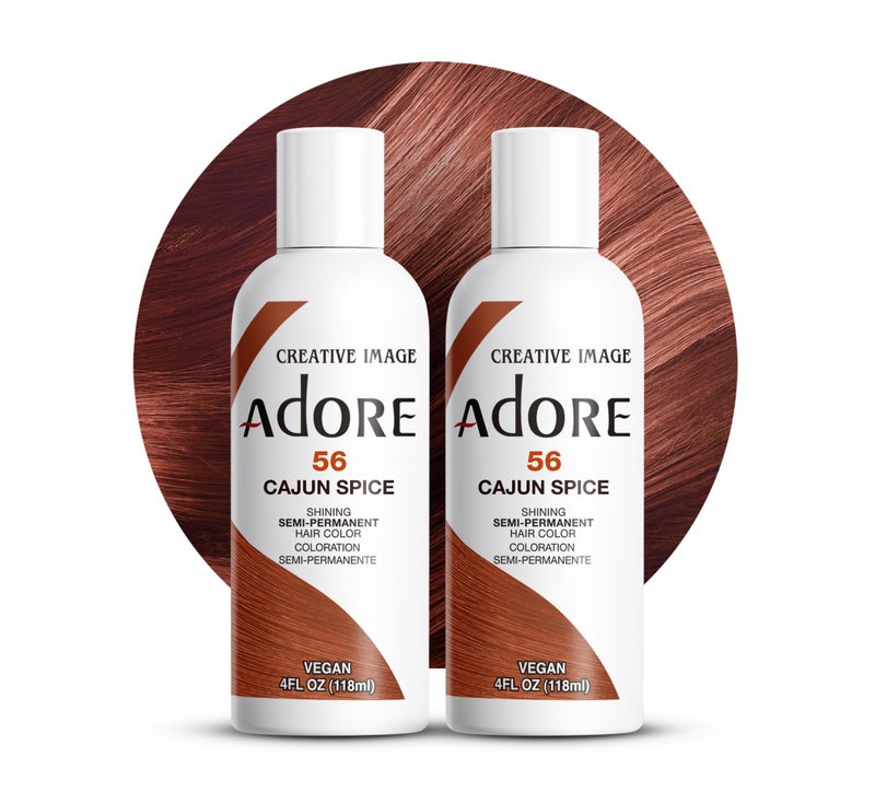 Adore Semi Permanent Hair Color (056 Cajun Spice) | Vegan & Cruelty-Free Brown Hair Dye | No Ammonia, No Peroxide, No Alcohol | 4 Fl Oz Each (Pack of 2) - Image 1