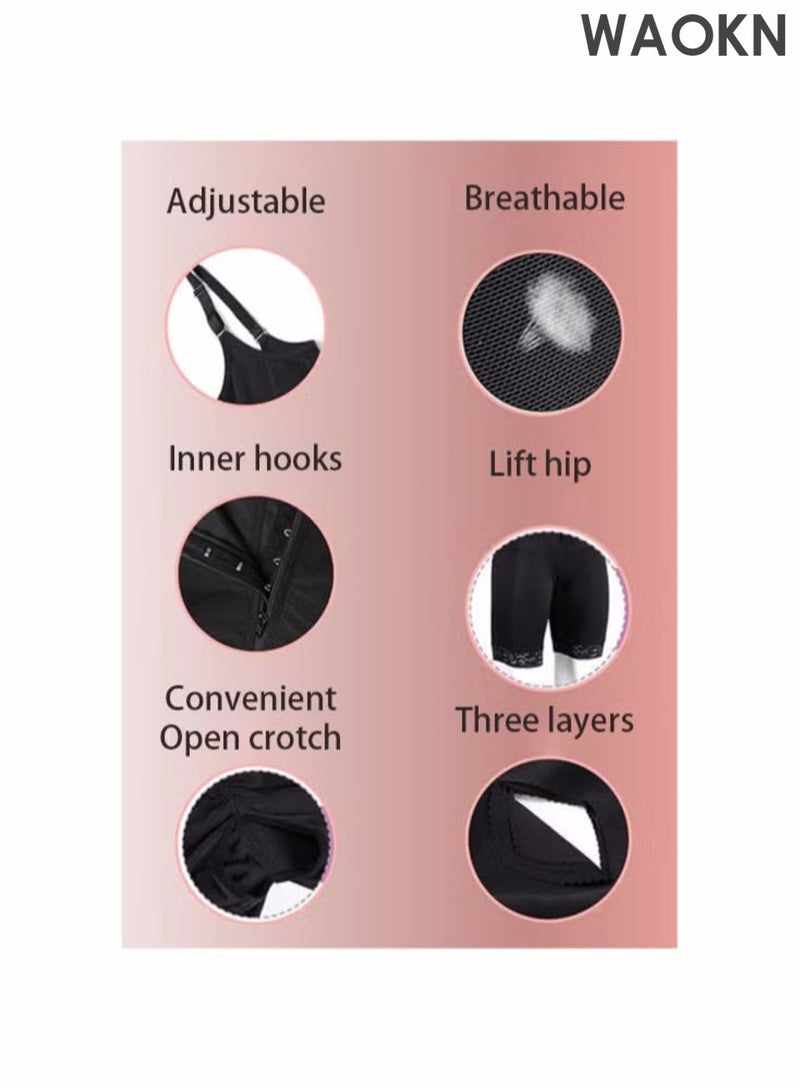 WAOKN Women's waist cinching and hip lifting pants body shaping bodysuit, high waisted chest shaping one-piece bodysuit, full body daily lifting corset, chest circumference waist training bodysuit, with zipper - Image 5