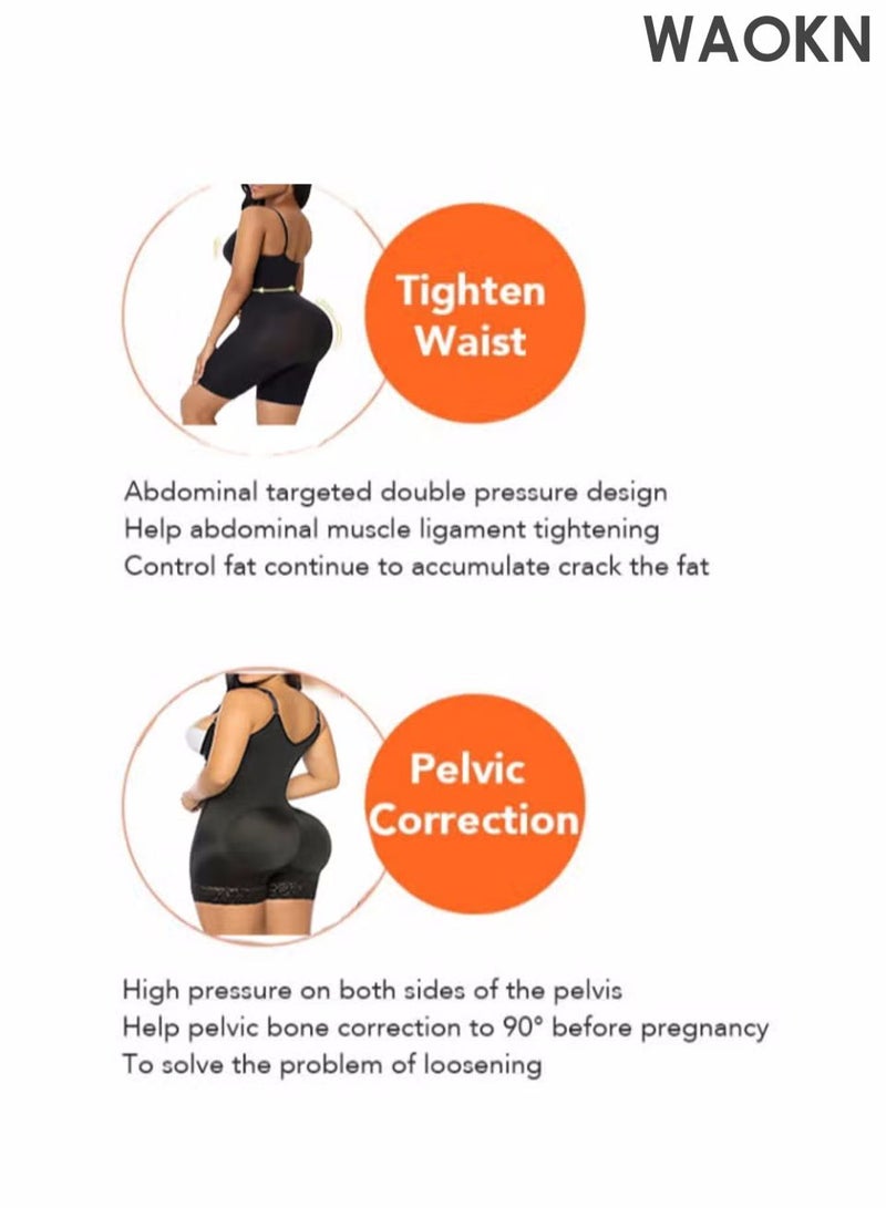 WAOKN Women's waist cinching and hip lifting pants body shaping bodysuit, high waisted chest shaping one-piece bodysuit, full body daily lifting corset, chest circumference waist training bodysuit, with zipper - Image 4