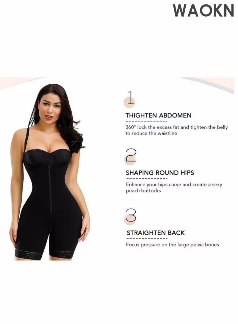 WAOKN Women's waist cinching and hip lifting pants body shaping bodysuit, high waisted chest shaping one-piece bodysuit, full body daily lifting corset, chest circumference waist training bodysuit, with zipper - Image 2
