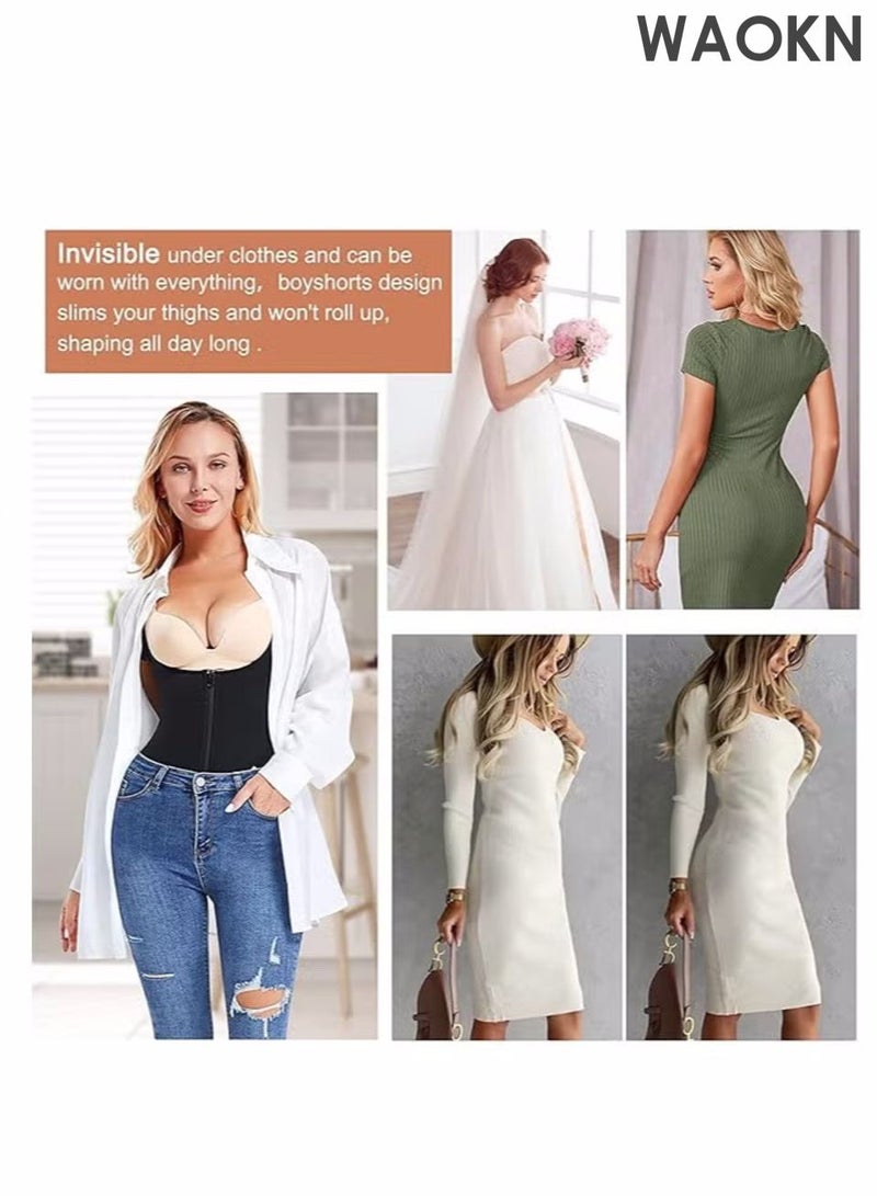 WAOKN Women's waist cinching and hip lifting pants body shaping bodysuit, high waisted chest shaping one-piece bodysuit, full body daily lifting corset, chest circumference waist training bodysuit, with zipper - Image 3