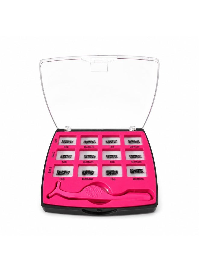 Magnetic eyelash set - natural and attractive look - glue-free and reusable - includes 3 pairs with applicator and storage case - Image 1