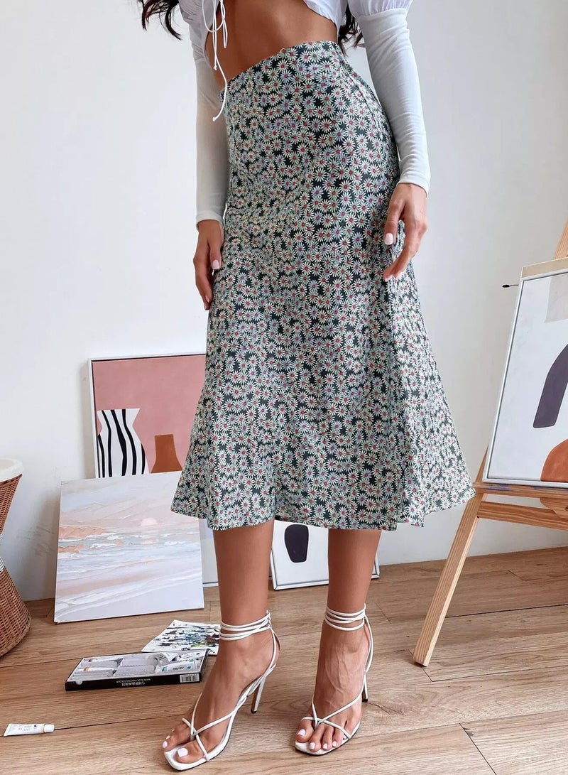 Daisy Floral A-line Skirt - Image 1