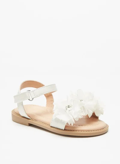 JUNIORS Girls Flower Embellished Sandals With Hook And Loop Closure