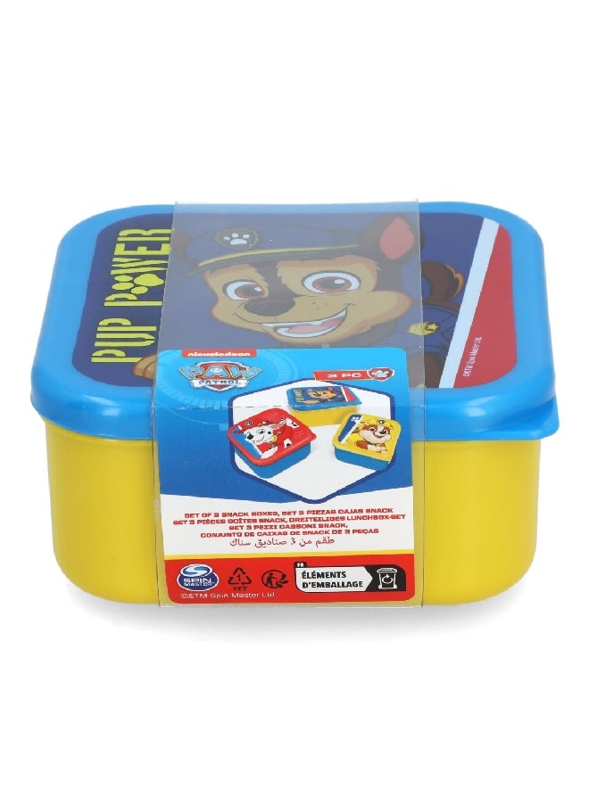 STOR - 3-Piece Paw Patrol Pup Power Theme Square Shaped Plastic Nesting Snack Box Set Multicolour 6 x 12 x 12 cm - Image 1