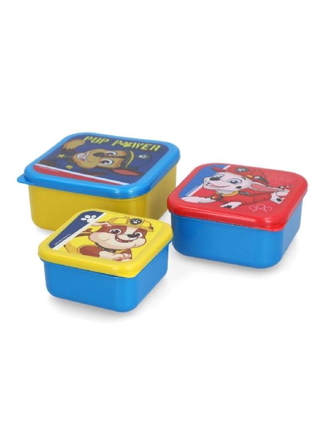 STOR - 3-Piece Paw Patrol Pup Power Theme Square Shaped Plastic Nesting Snack Box Set Multicolour 6 x 12 x 12 cm - Image 1