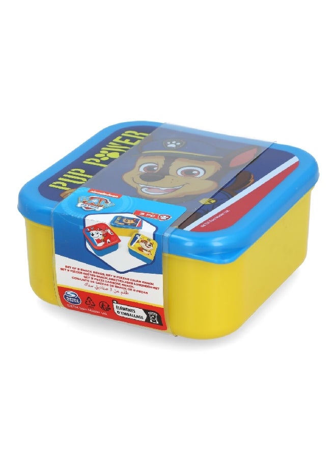 STOR - 3-Piece Paw Patrol Pup Power Theme Square Shaped Plastic Nesting Snack Box Set Multicolour 6 x 12 x 12 cm - Image 1