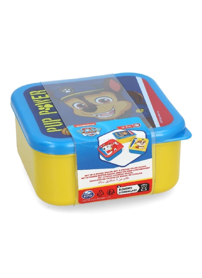 STOR - 3-Piece Paw Patrol Pup Power Theme Square Shaped Plastic Nesting Snack Box Set Multicolour 6 x 12 x 12 cm - Image 1