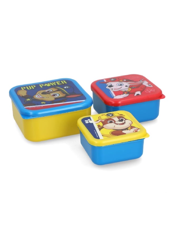 STOR - 3-Piece Paw Patrol Pup Power Theme Square Shaped Plastic Nesting Snack Box Set Multicolour 6 x 12 x 12 cm - Image 1
