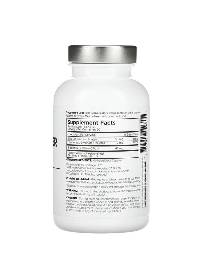 Codeage Amen, Zinc/Copper + Probiotics, 90 Vegetable Capsules  - Image 3