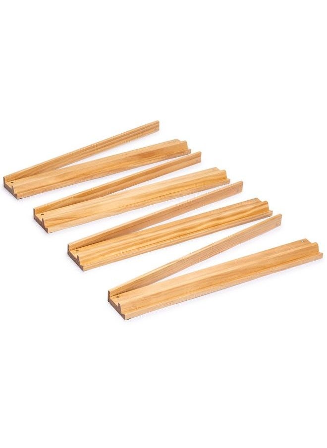 18Inch Natural Pine Wooden Mahjong Racks With Pushers Set Of 4 (Racks With Pushers Only)
