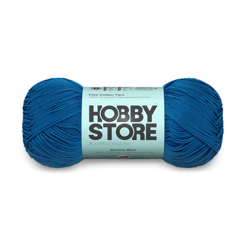 Hobby قطن المتجر – خيط ناعم – 100% قطن مخصر خيط ناعم للتCrochet وKnitting الدانتيل وAmigurumi (1 كرة/100 جرام) - 229 أزرق بحري | إبر سحرية - Image 1