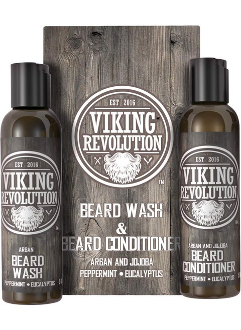 Beard Wash & Beard Conditioner Set W/Argan & Jojoba Oils