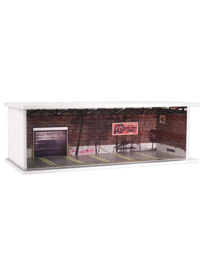 G-FANS Display Case for Hot Wheels - 1/64 Scale Die-cast Model Car Scenarios Display Case with LED Light and Acrylic Cover, Scenes Diorama Storage Garage with 6 Parking Spaces (Log Cabin) - Image 1