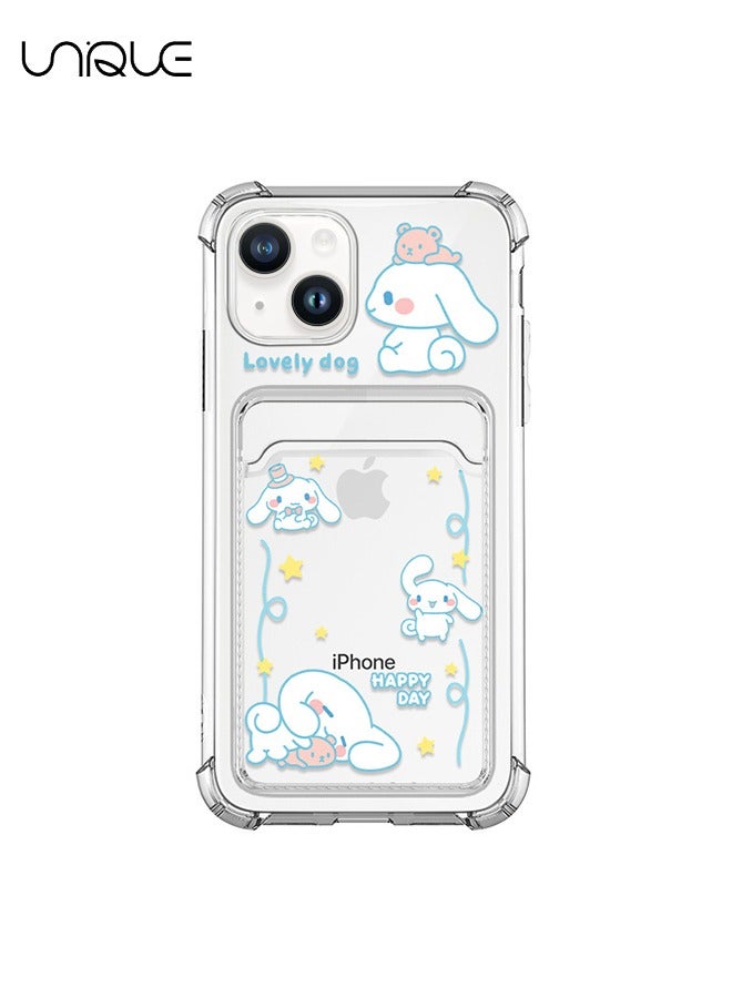 Unique For iPhone 15 Phone Case - Cartoon Cinnamoroll Phone Case - Phone Case with Card Holder, Card Slot - Ultra Slim Anti-Drop Soft TPU Wallet Phone Case with Bumper - Transparent - Image 1