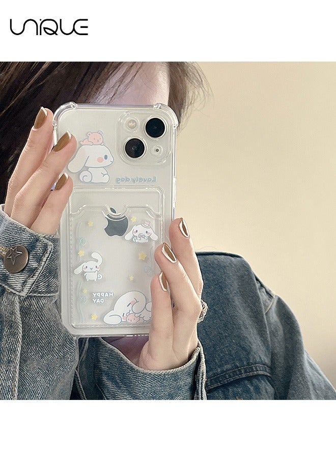 Unique For iPhone 15 Phone Case - Cartoon Cinnamoroll Phone Case - Phone Case with Card Holder, Card Slot - Ultra Slim Anti-Drop Soft TPU Wallet Phone Case with Bumper - Transparent - Image 5