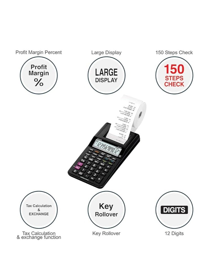 Generic Casio HR8RC Mini Printing Calculator, Black  - Image 2