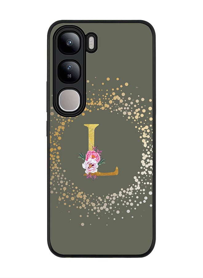 Stylizedd For vivo V40 Lite Case,Slim fit Camera Protection, Shockproof Thin Phone cover - Custom Monogram Floral - L (Olive Green ) - Image 1