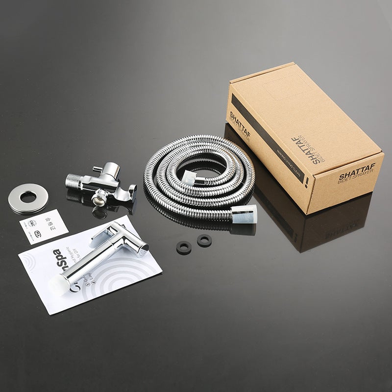 All-Copper Toilet Flushing Spray Gun Bidet Toilet One In And One Out Angle Valve Bathroom Pressurized Flush Gun Faucet - Image 3