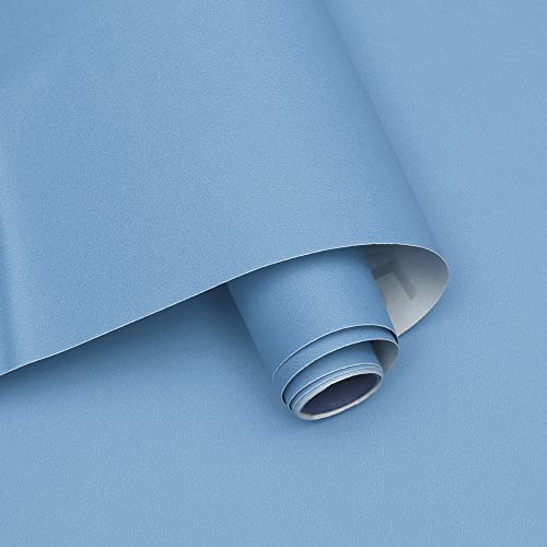 Ismoon 157236Blue Contact Paper Matte Blue Wallpaper Blue Peel and Stick Wallpaper Removable Wallpaper SelfAdhesive Vinyl Film Paper Shelf Liner for Decorating Wall Table and Door Cabine