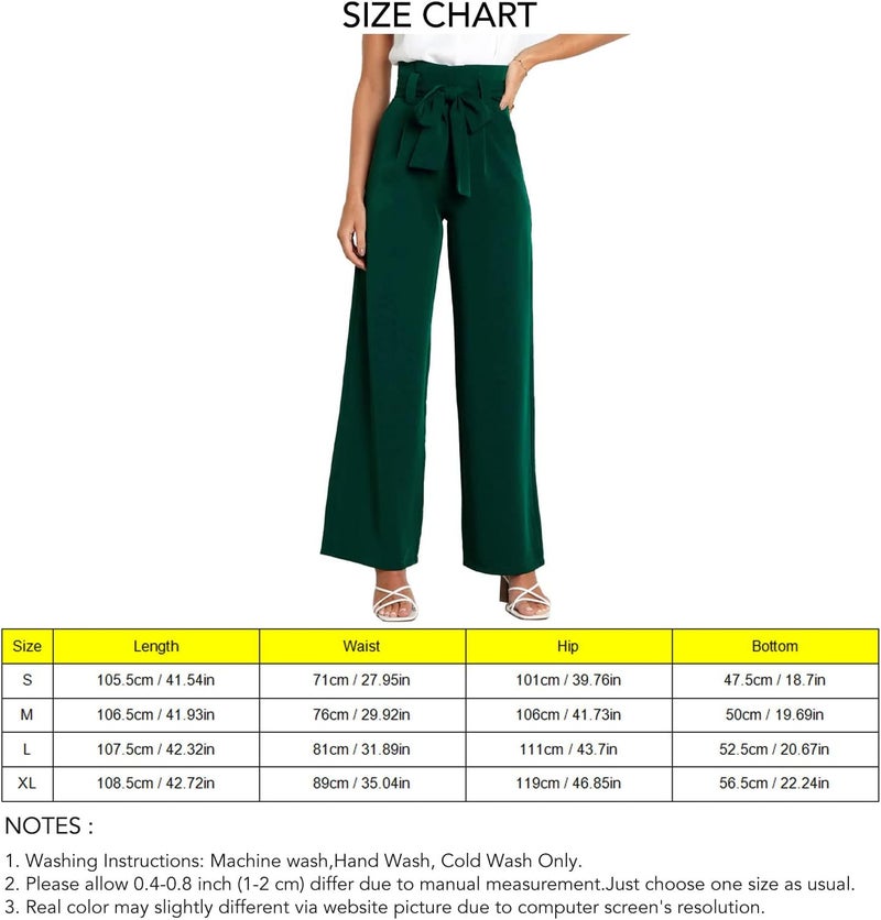 klarako Women Casual Pants Straight Wide Leg Loose Trouser Lounge Slacks Solid Elegant Office Commuting Suit Pants with Belt - Image 4