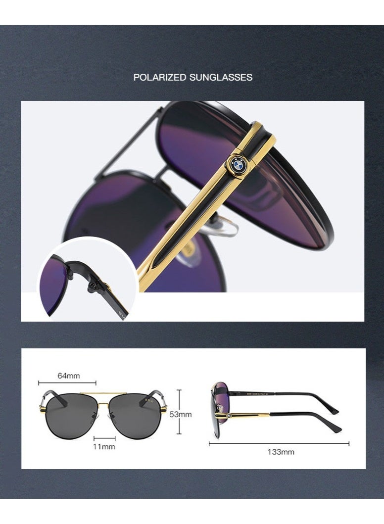 BMW Sunglasses for Men Polarized ,Cycling Sunglasses,Lightweight Black Gold - Image 2