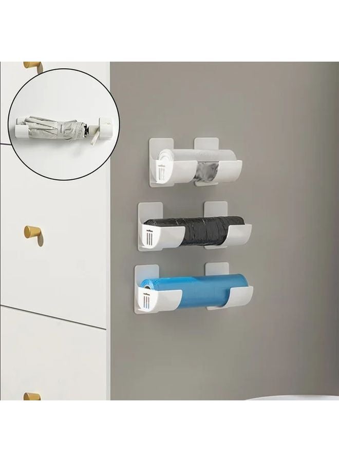 White 2pcs No Drill Kitchen Storage Racks Adjustable Organizer For Plastic Wrap Garbage Bags - Image 2