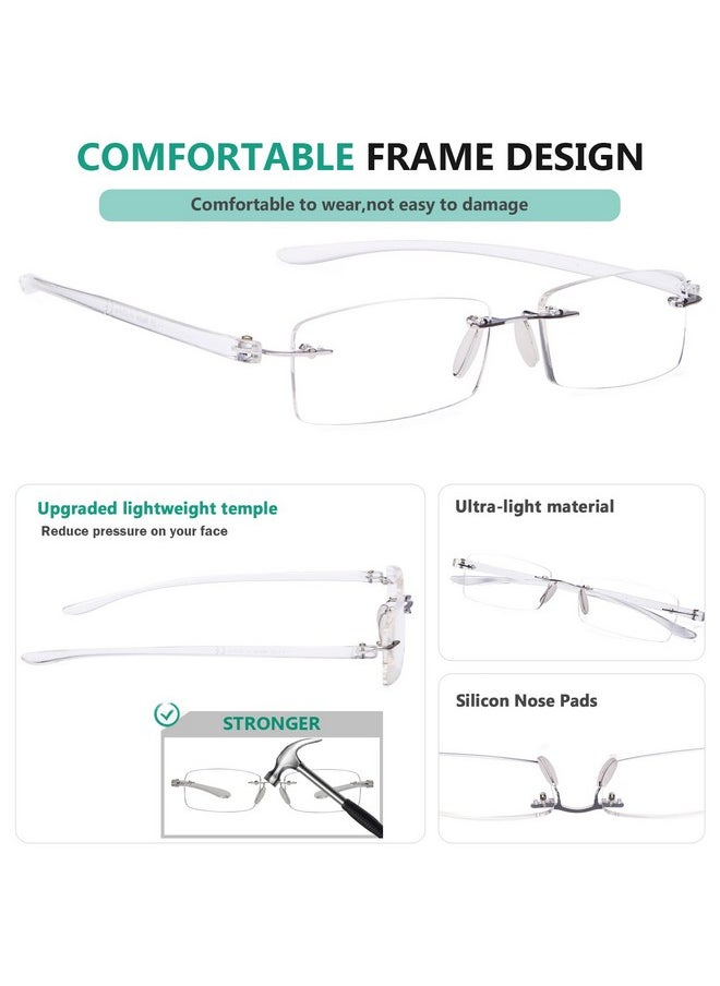 Eyekepper Small Lenes Rimless Reading Glasses Women Frameless Reader Eyeglasses For Men Reading With Transparent Arms +0.75  - Image 4