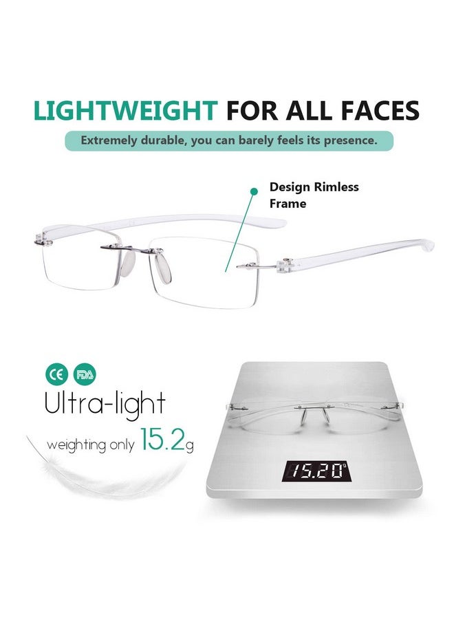 Eyekepper Small Lenes Rimless Reading Glasses Women Frameless Reader Eyeglasses For Men Reading With Transparent Arms +0.75  - Image 5