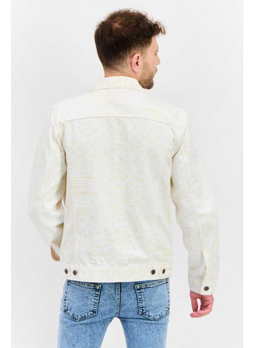 Wrangler Men Animal Print Denim Jacket, Off White  - Image 2