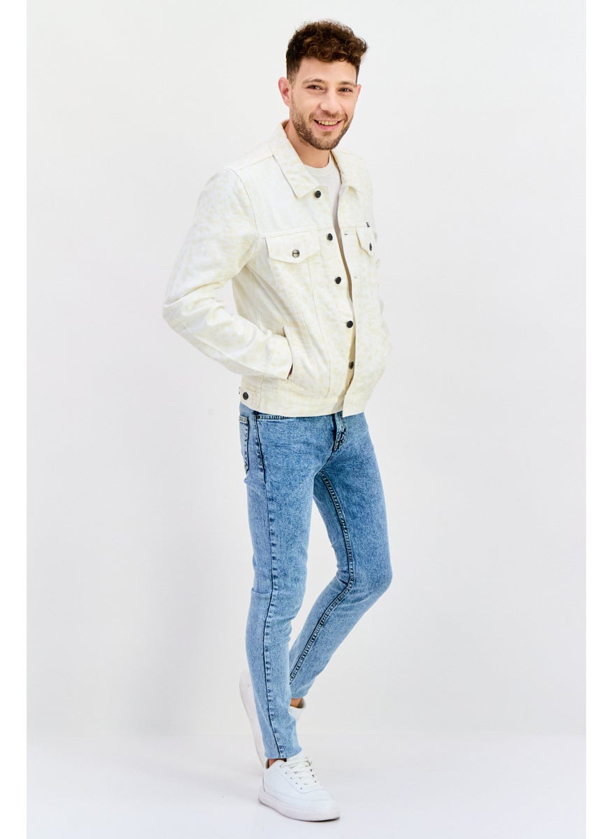 Wrangler Men Animal Print Denim Jacket, Off White  - Image 4