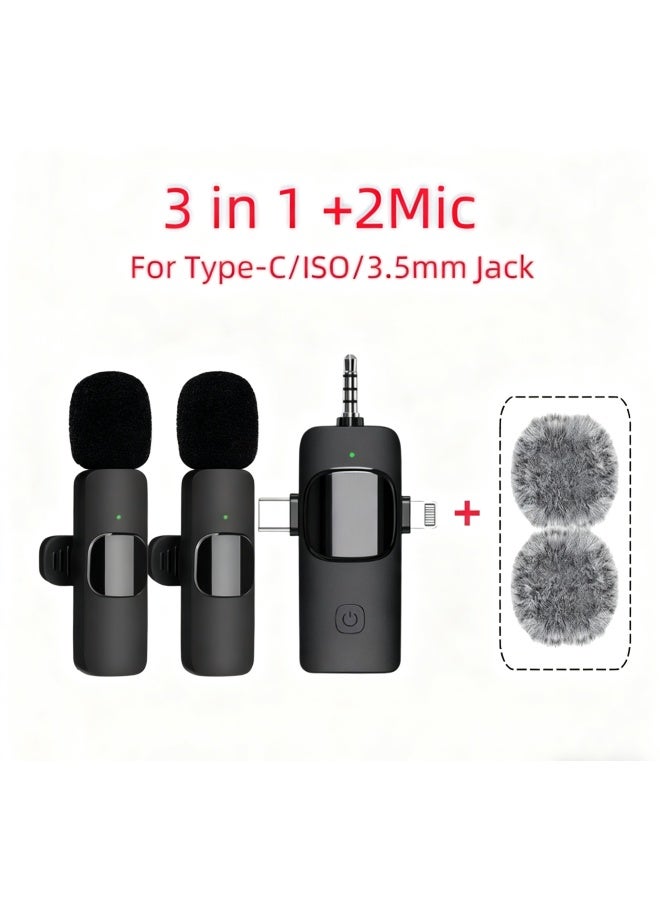 نيوترل K15 مايكروفون لافالير لاسلكي ثلاثي الوظائف 2.4g هاتف مايكروفون تسجيل مصغر للحد من الضوضاء - Image 1