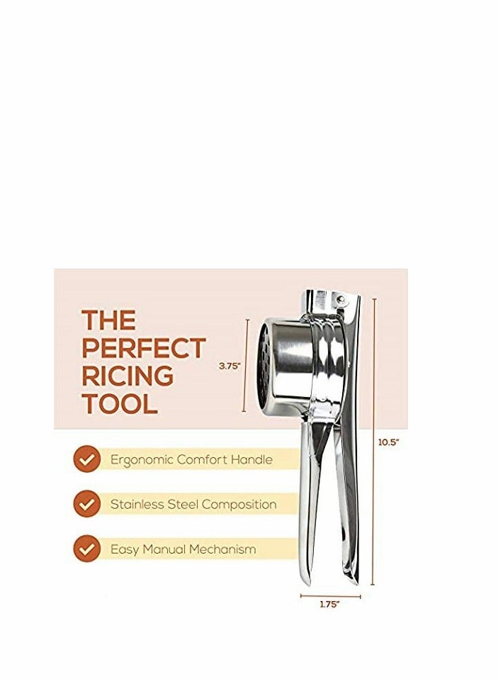 Stainless Steel Potato Ricer Manual Masher for Potatoes Fruits and Vegetables with 3 Interchangeable Discs for Easy Use and Versatile Food Preparation  - Image 3