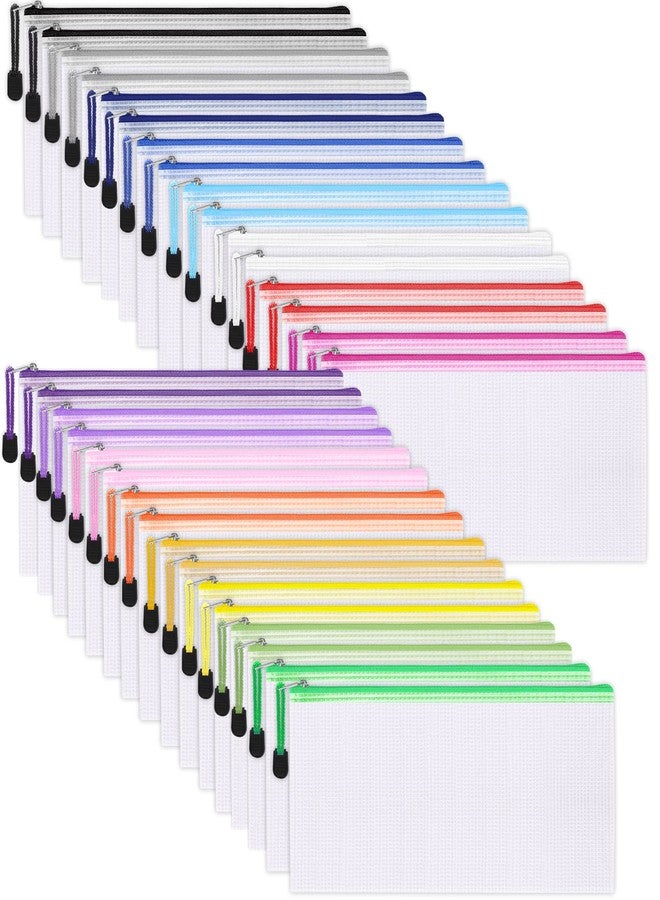 EOOUT 72pcs Small Mesh Zipper Pouch, Bulk Mesh Zipper Bags, 16 Colors, 9.5×4.5 Inches, for Bills, Cash, Cosmetics, Travel Storage, School and Office Supplies Organization - Image 1