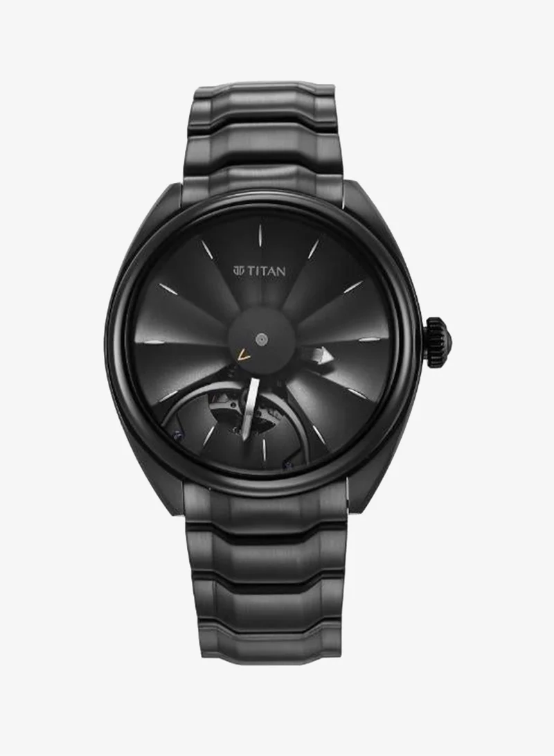 تيتان Men's Stainless Steel Analog Watch 10011NM01 - 43 mm
