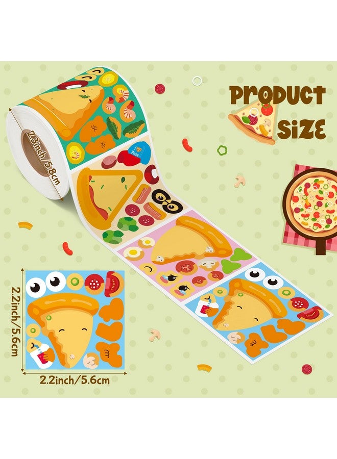 Haooryx 300pcs Make A Cartoon Pizza Scene Sticker Rolls, Make Your Own Pizza Slice DIY Sticker, Mix and Match Cute Pizza with Face Sticker Decals for Kids Birthday Party Supplies Laptop Decor - Image 3