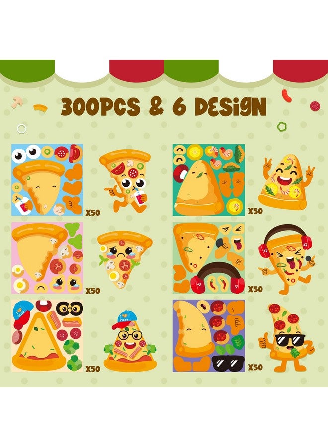 Haooryx 300pcs Make A Cartoon Pizza Scene Sticker Rolls, Make Your Own Pizza Slice DIY Sticker, Mix and Match Cute Pizza with Face Sticker Decals for Kids Birthday Party Supplies Laptop Decor - Image 2