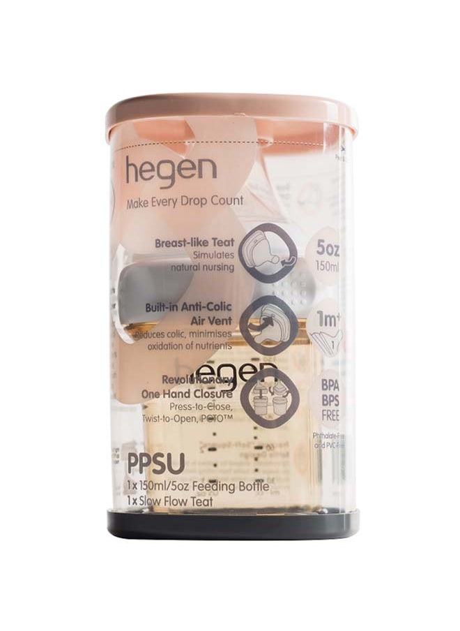 hegen زجاجة رضاعة PPSU مع حلمة تدفق بطيء، للأطفال من عمر 1 إلى 3 أشهر - 150 مل  - Image 3