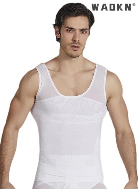 Chest Compression Vest Men Body Shaper Sleeveless Posture Corrector Slimming Waist Control Tummy Trimmer Mesh Tops Compression Shirt for Men Slimming Undershirt Body Shaper Tank top Shapewear Vest