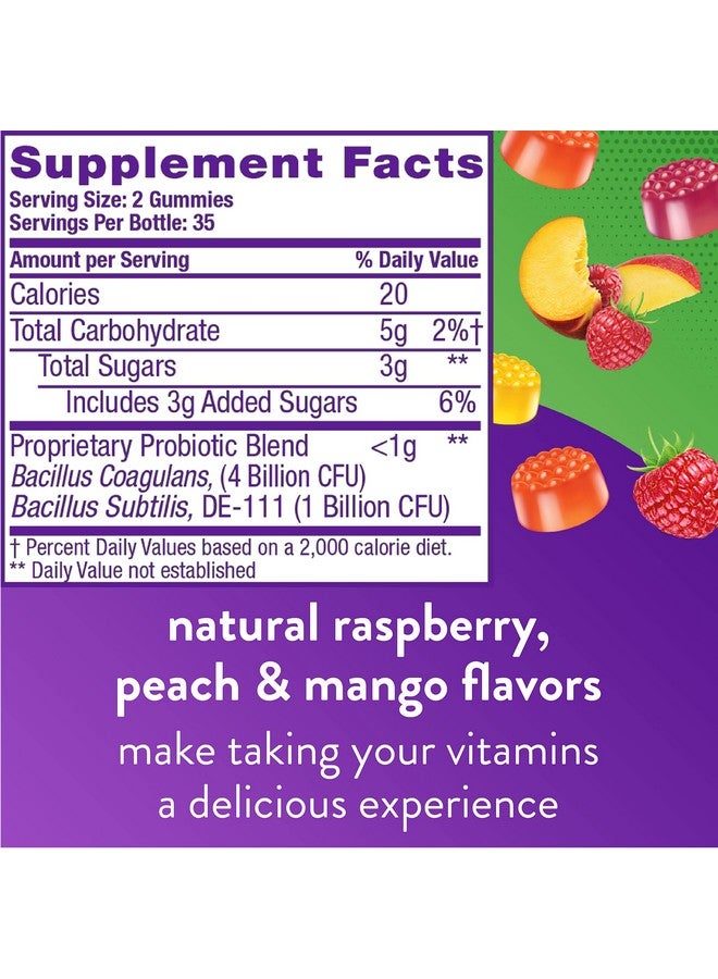 Vitafusion Probiotic Gummy Supplements Raspberry Peach And Mango Flavors Probiotic Nutritional Supplements With 5 Billion Cfus America’S Number 1 Gummy Vitamin Brand 35 Day Supply 70 Count - Image 4